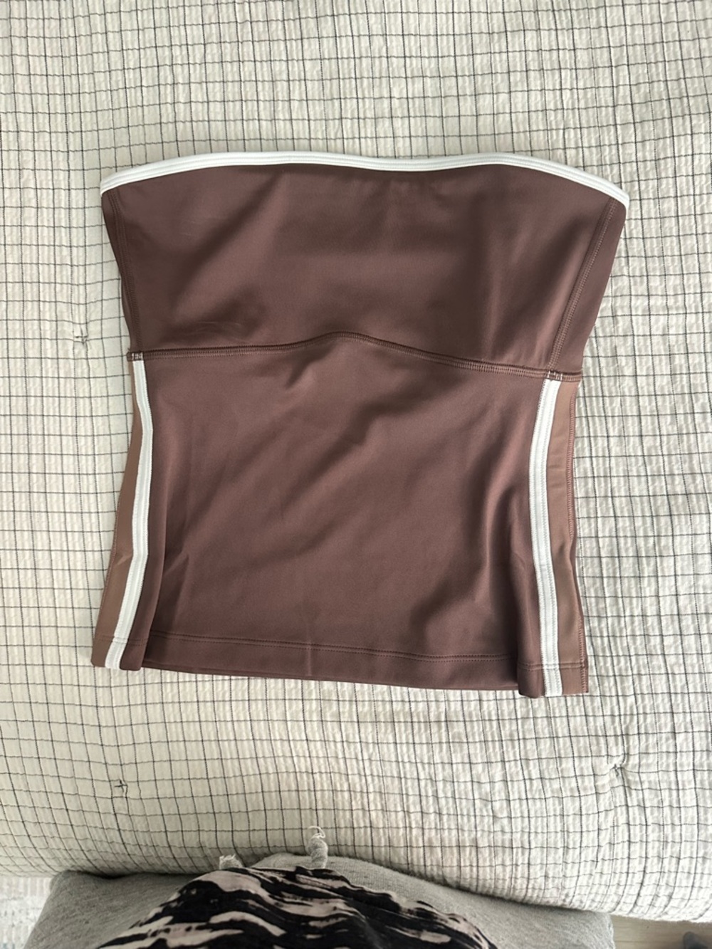 Gymshark piping bandeau with shell walnut brown/ chestnut pink Stripes size S - Picture 4 of 7